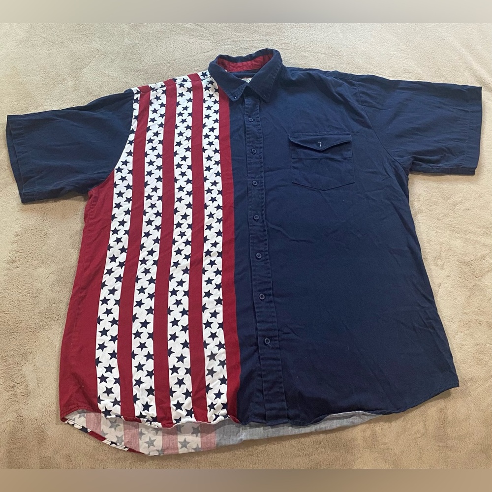 Cowboys’ Turtle Association 2XL USA Flag Western Button Shirt Patriotic Rodeo